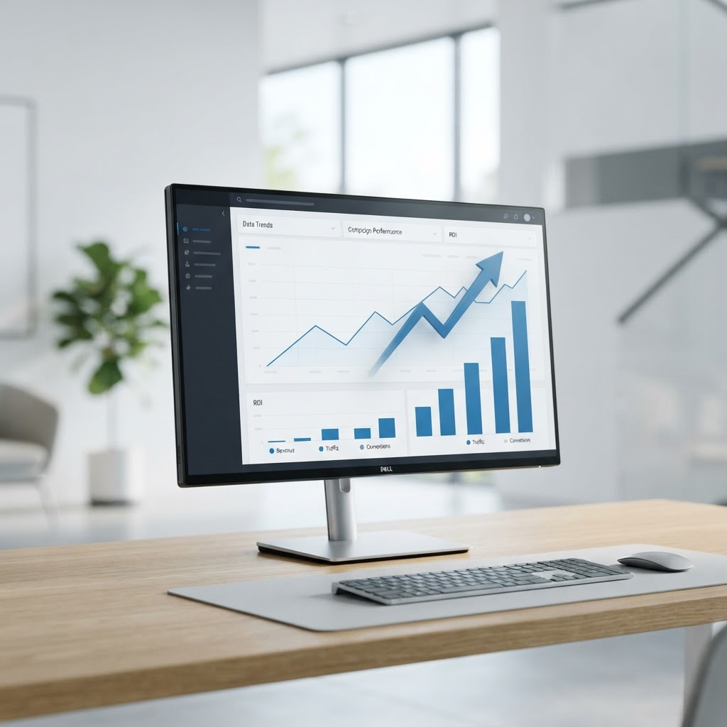Analytics-Dashboard mit steigenden Diagrammen
