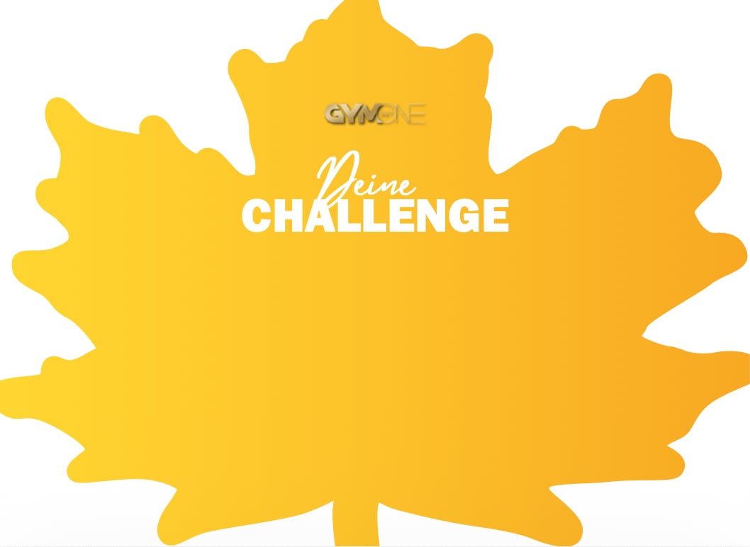GymOne Herbst-Challenge Flyer, Vorder- und Rückseite.