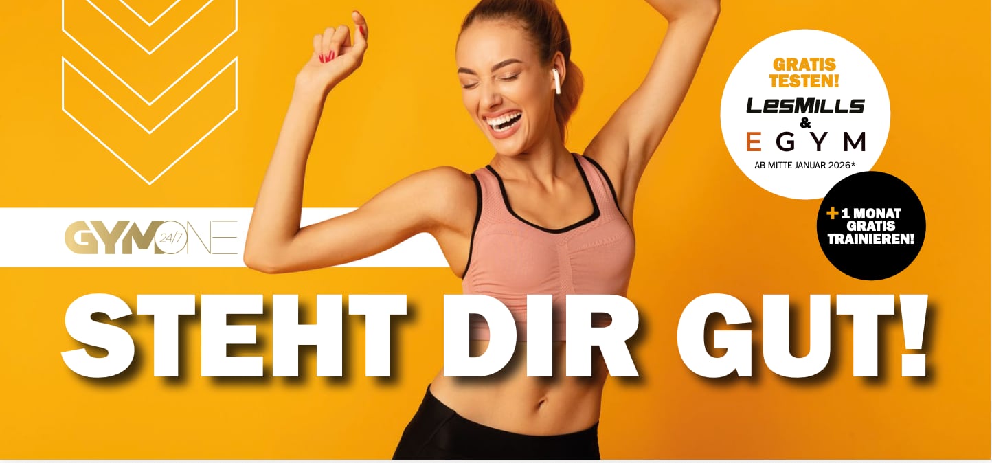GymOne Januar-MaxiCard zur Neujahrsaktion, Vorder- und Rückseite.