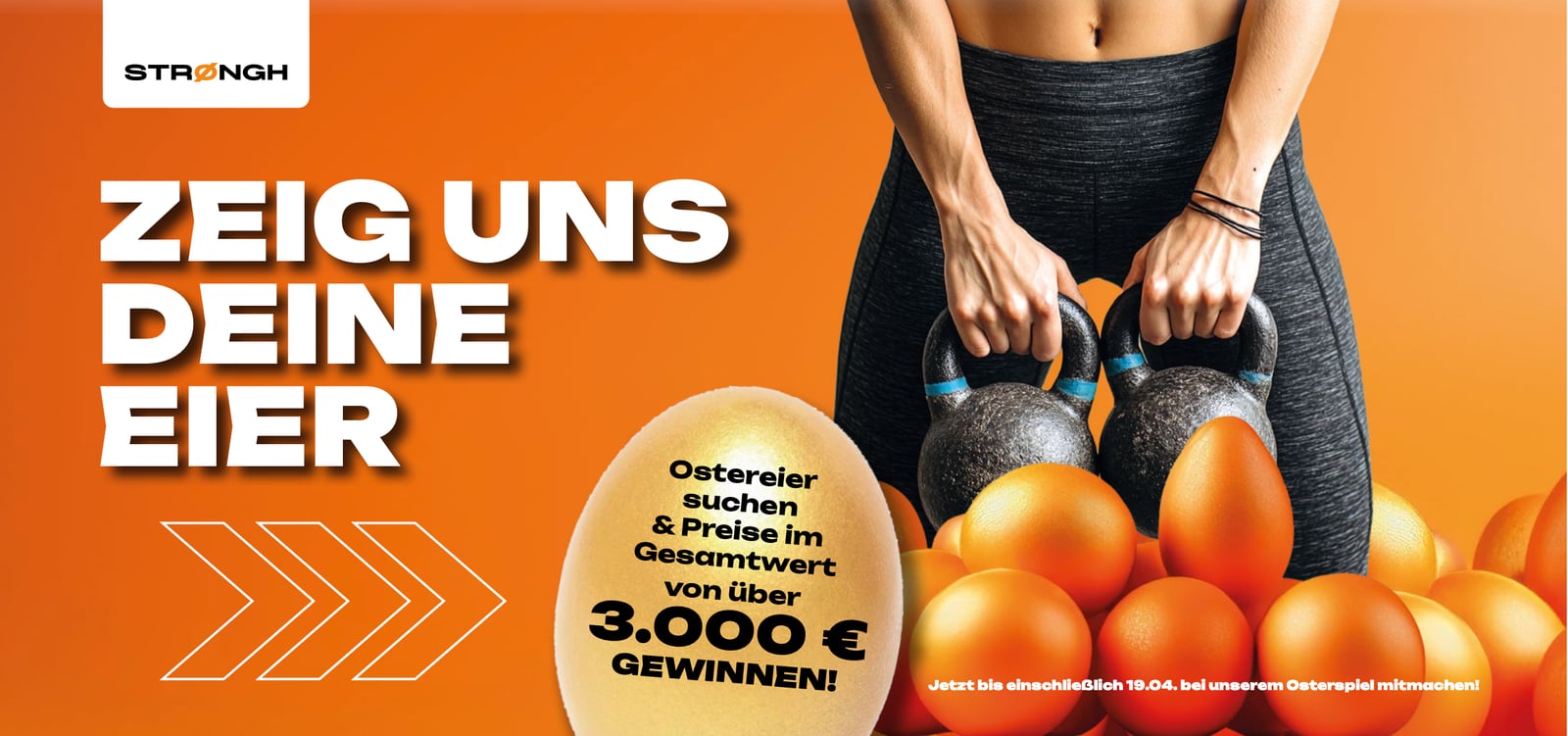 Strongh Oster-Aktion MaxiCard, Vorder- und Rückseite.